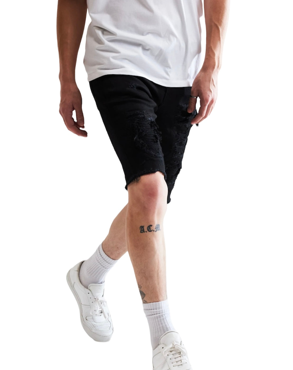 Spencer Shorts (Black Distressed)