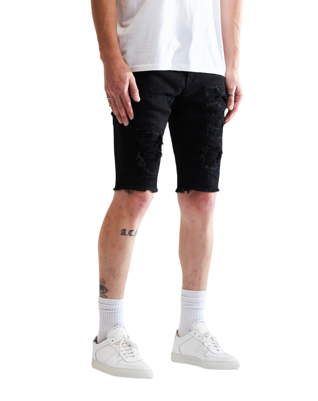 Spencer Shorts (Black Distressed)