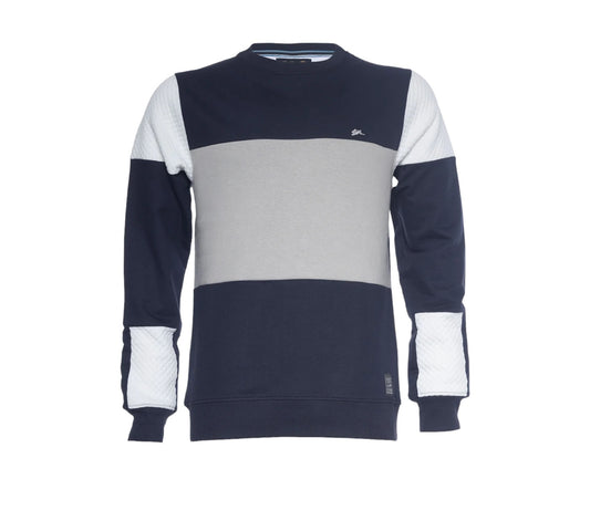 A.TIZIANO Larson | Jacquard Knit Color Block Crew