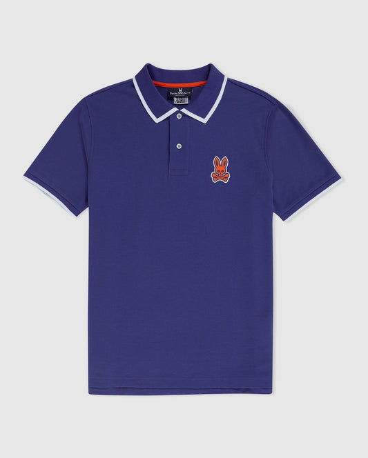 MENS HARTSOP CHAIN STITCH LOGO POLO (BLUE)