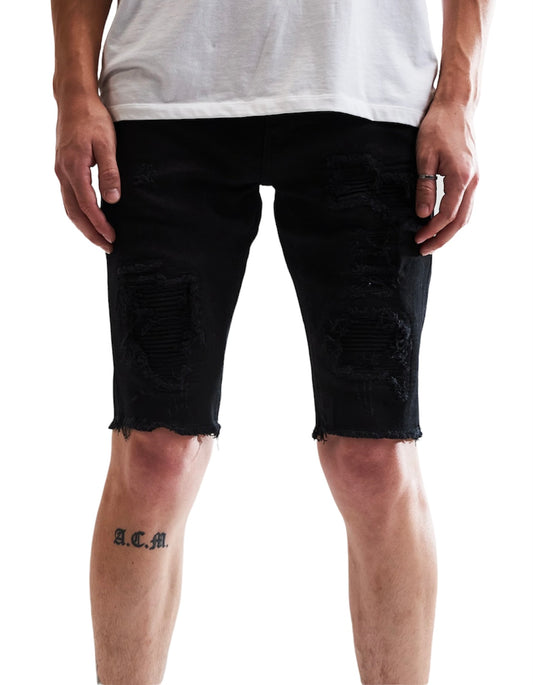 Spencer Shorts (Black Distressed)