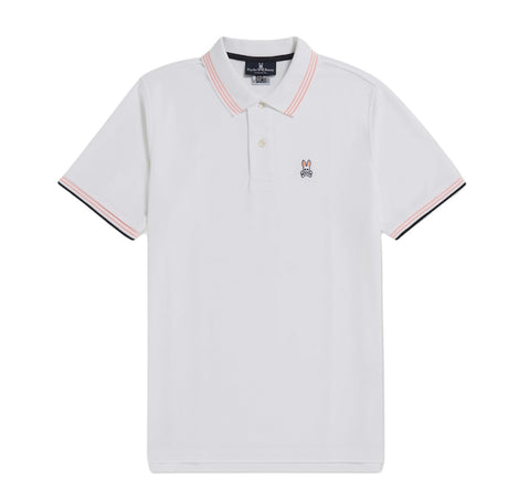 MENS ANTHONY NEON TIPPED POLO (WHITE)